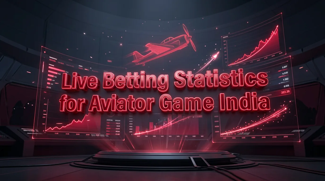 A futuristic holographic control room displaying live betting statistics for Aviator Game India with a stylized red aircraft.